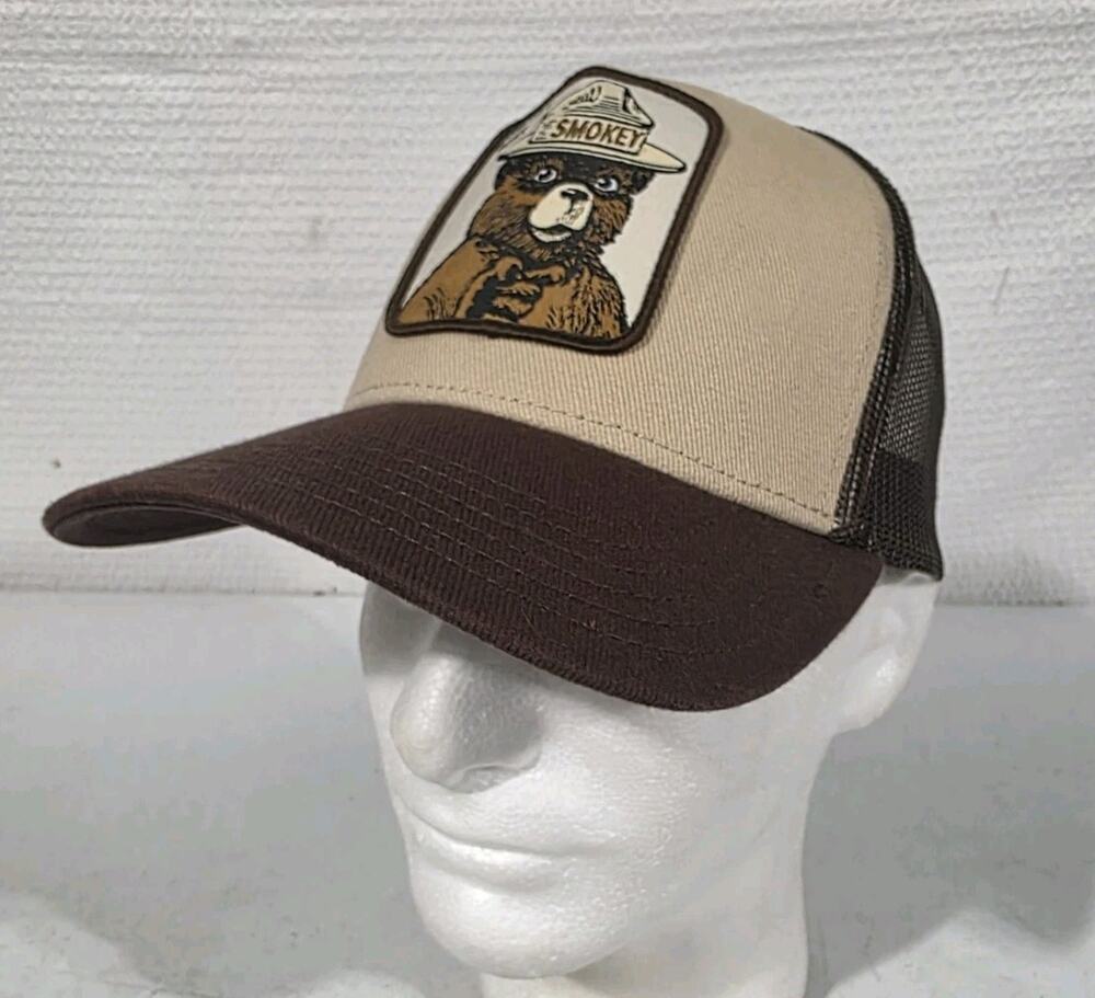 Smokey The Bear Hat Patch Mesh Adjustable Snapback Trucker Camping Cap